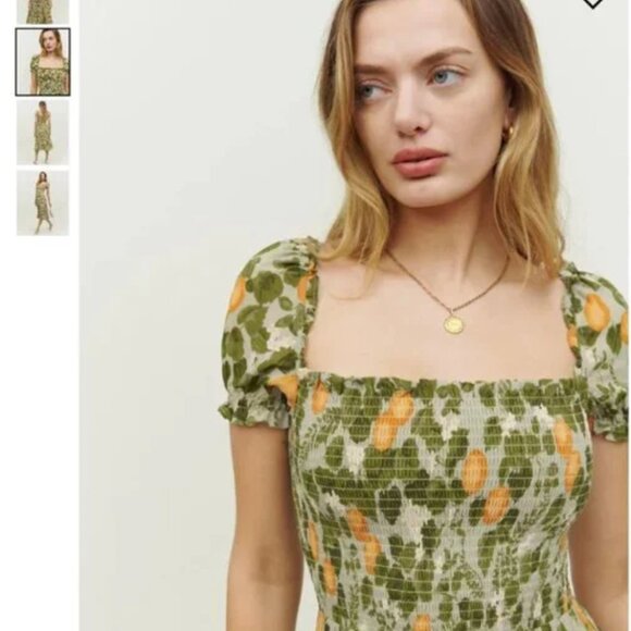 Reformation Dresses & Skirts - Reformation Inka Midi Smocked Dress in Orange Grove | Size XS